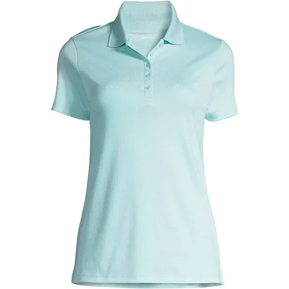 Lands End Women's Supima Cotton Polo Shirt Short Sleeve Light Blue Color size 1X - Picture 3 of 5